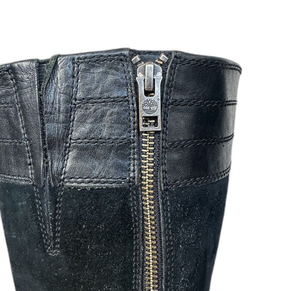 Timberland Black Suede and Leather Knee-High Boots - Women 7.5 - Picture 8 of 9